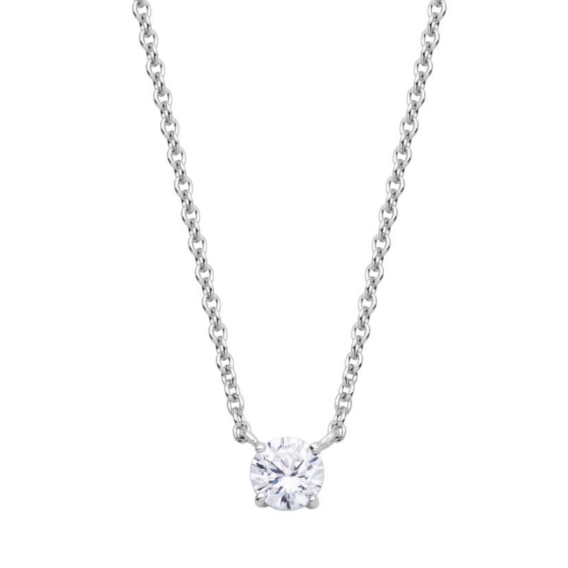 Lab Created 1/4 CT TW Lab Grown Diamond Solitaire Necklace in Platinum Over Sterling Silver