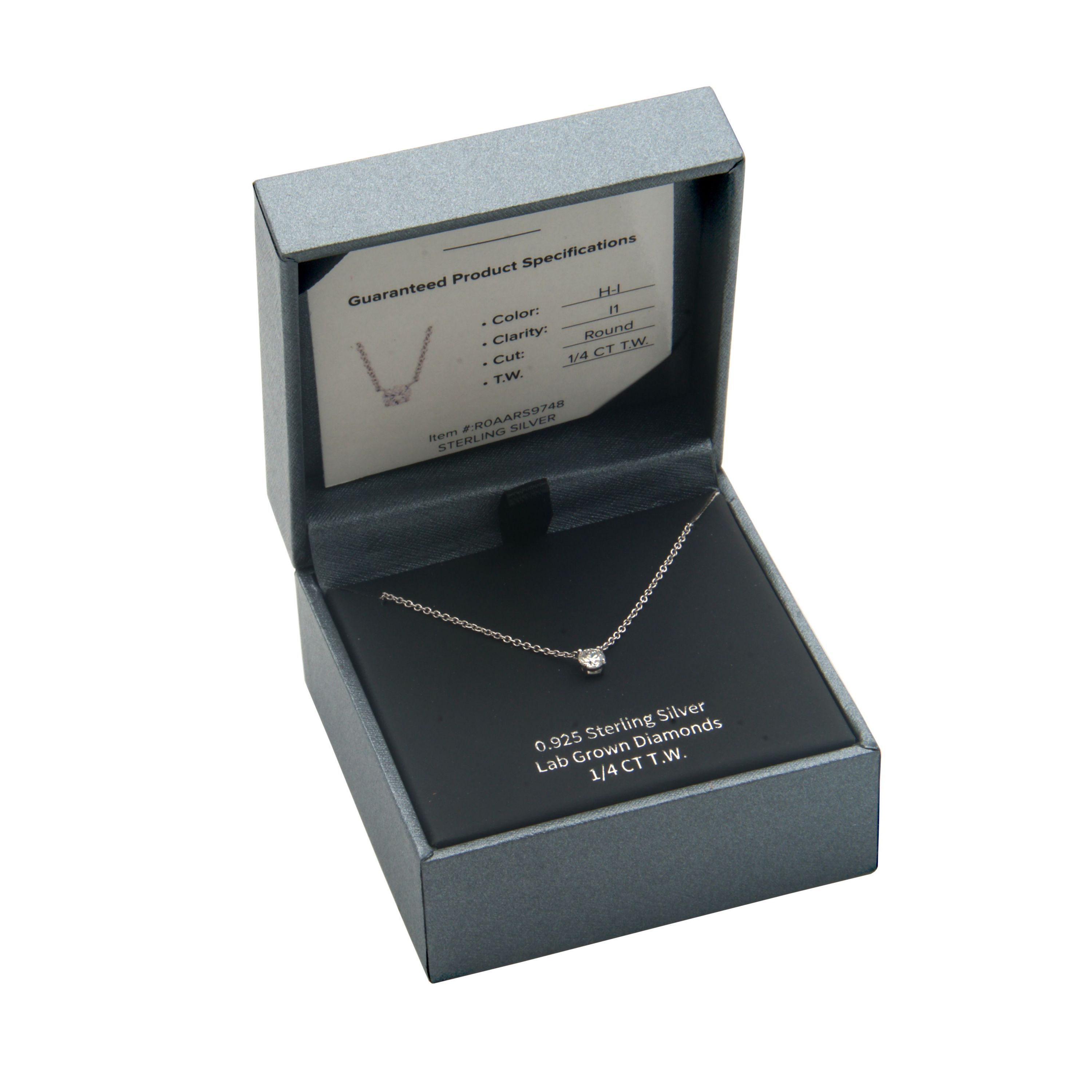 Lab Created 1/4 CT TW Lab Grown Diamond Solitaire Necklace in Platinum Over Sterling Silver