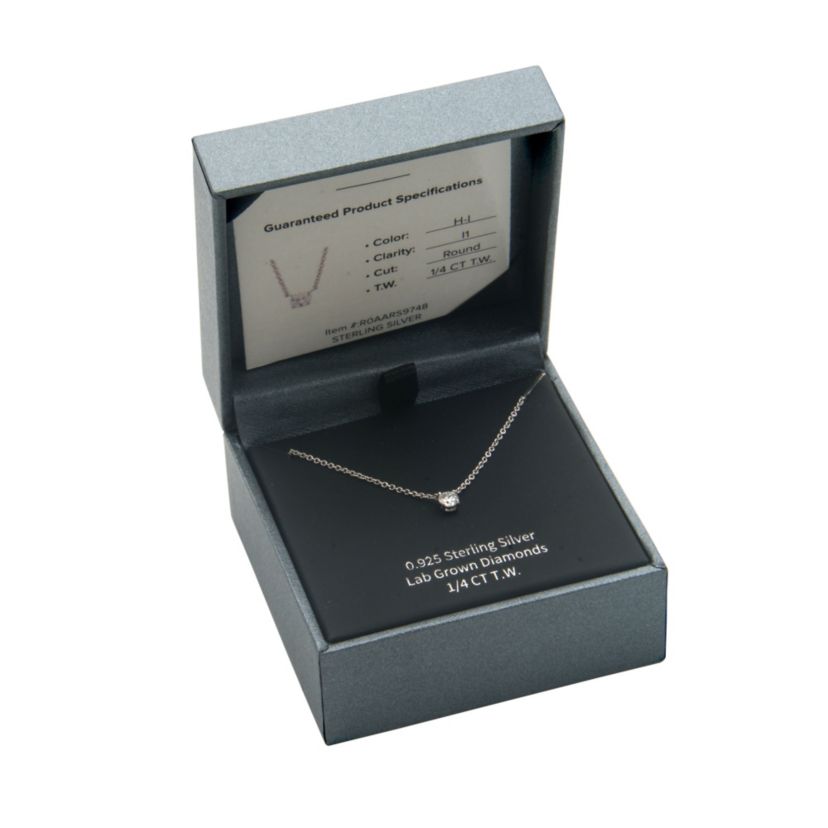 Lab Created 1/4 CT TW Lab Grown Diamond Solitaire Necklace in Platinum Over Sterling Silver