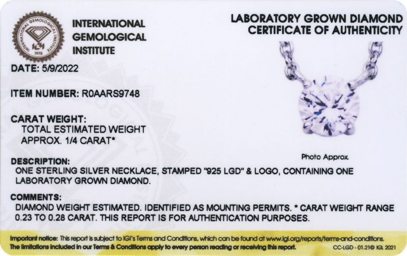 Lab Created 1/4 CT TW Lab Grown Diamond Solitaire Necklace in Platinum Over Sterling Silver