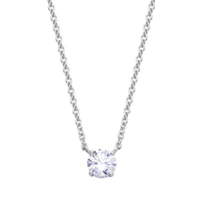 Paj Lab Created 1/3 Ct Tw Lab Grown Diamond Solitaire Necklace In Platinum Over Sterling Silver