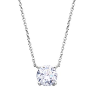 Paj Lab Created 1 Ct Tw Lab Grown Diamond Solitaire Necklace In Platinum Over Sterling Silver
