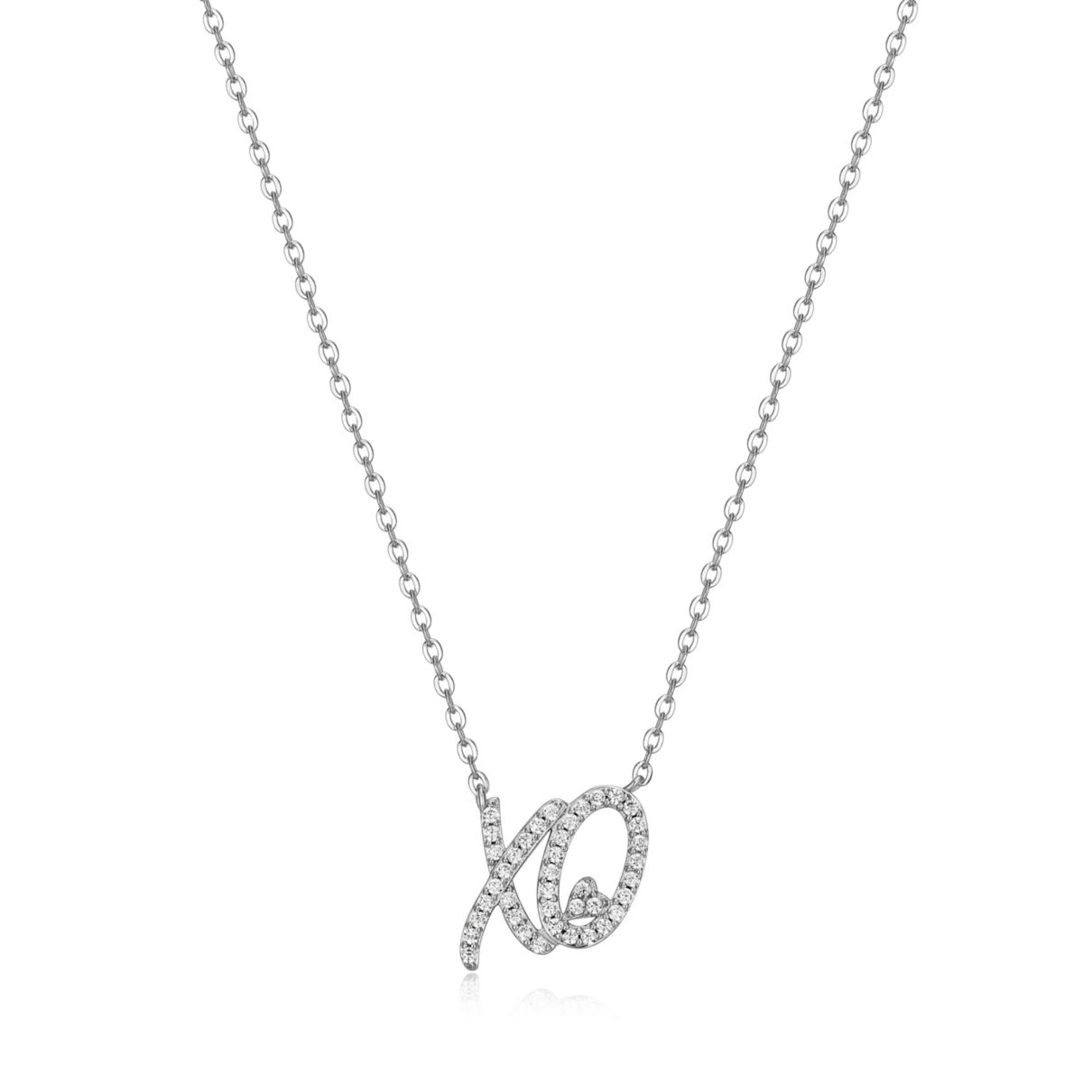 1/5 CTTW Diamond "XO" Necklace in Rhodium-plated Sterling Silver