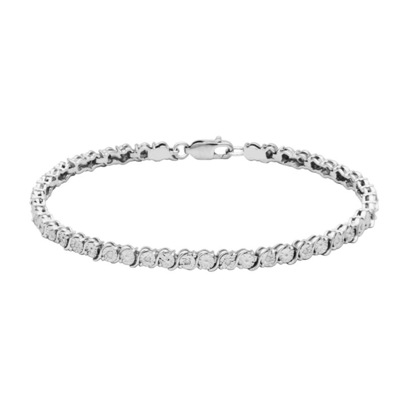 1/8 cttw Diamond Tennis Bracelet in Rhodium Plated Sterling Silver