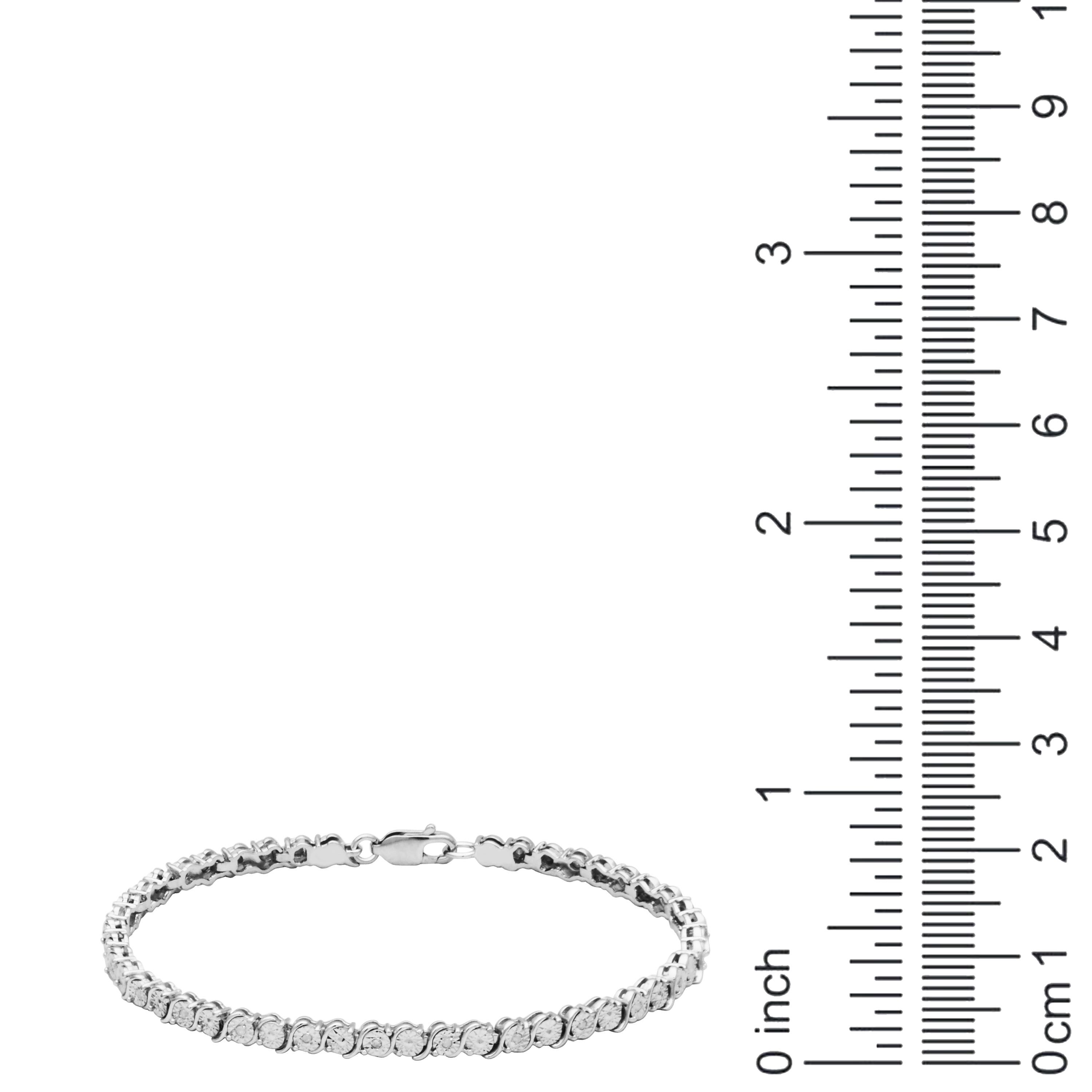 1/8 cttw Diamond Tennis Bracelet in Rhodium Plated Sterling Silver