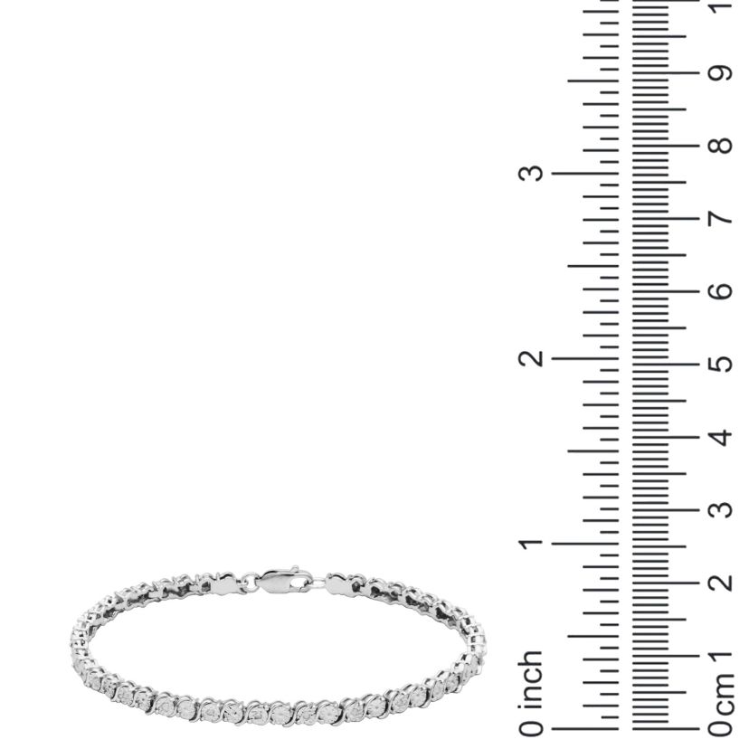 1/8 cttw Diamond Tennis Bracelet in Rhodium Plated Sterling Silver