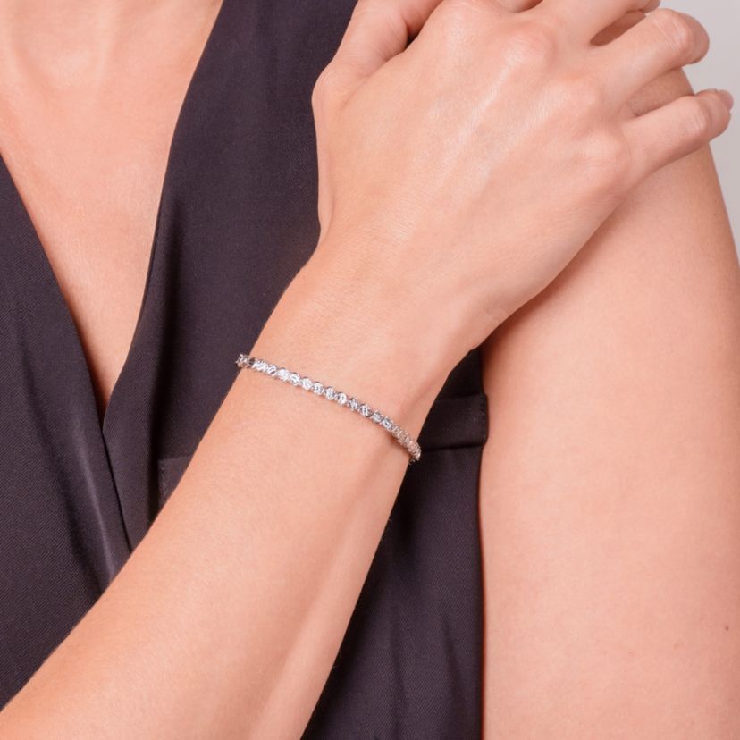 1/8 cttw Diamond Tennis Bracelet in Rhodium Plated Sterling Silver