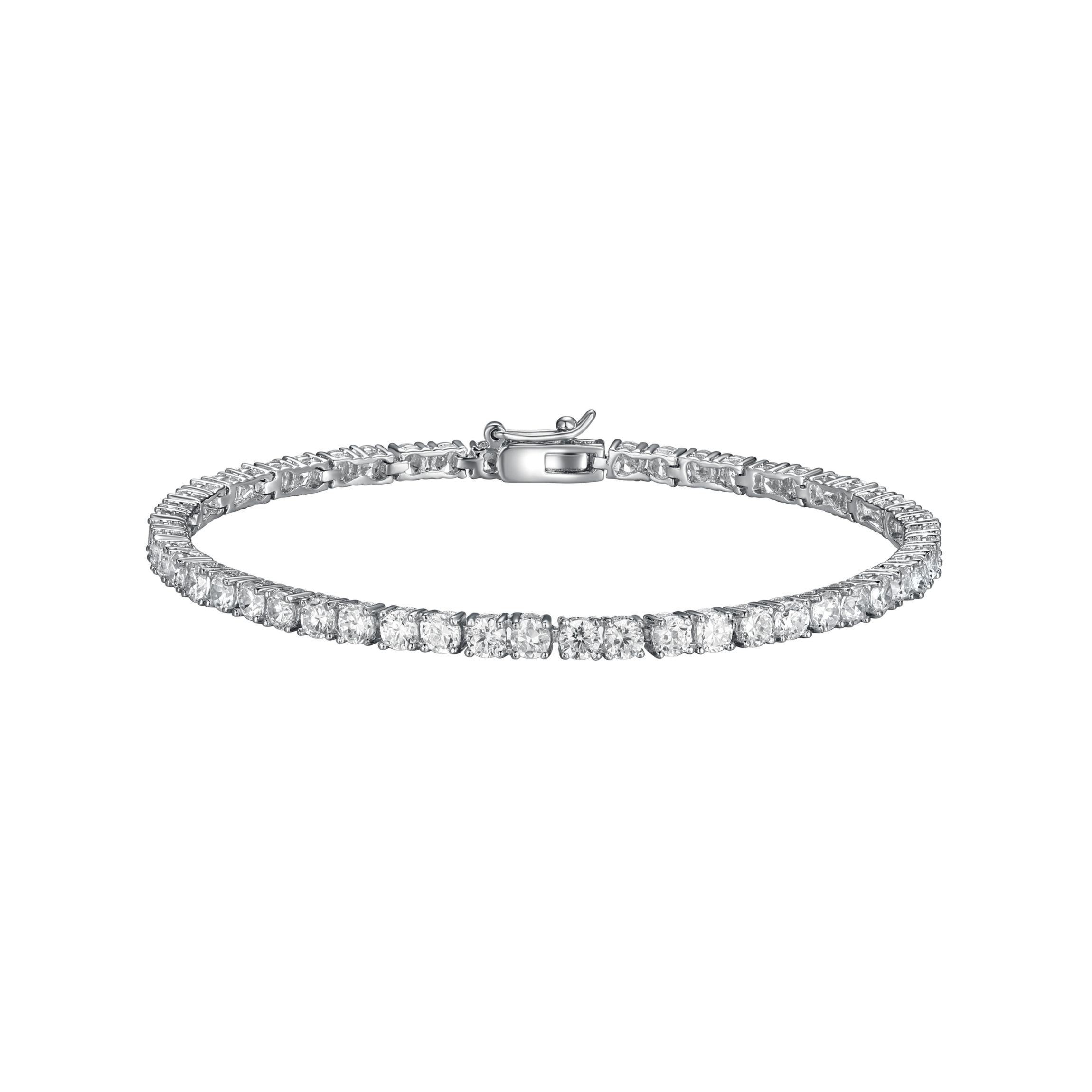 Rhodium Plated Sterling Silver Moissanite Tennis Bracelet