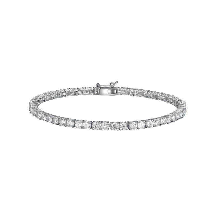Rhodium Plated Sterling Silver Moissanite Tennis Bracelet