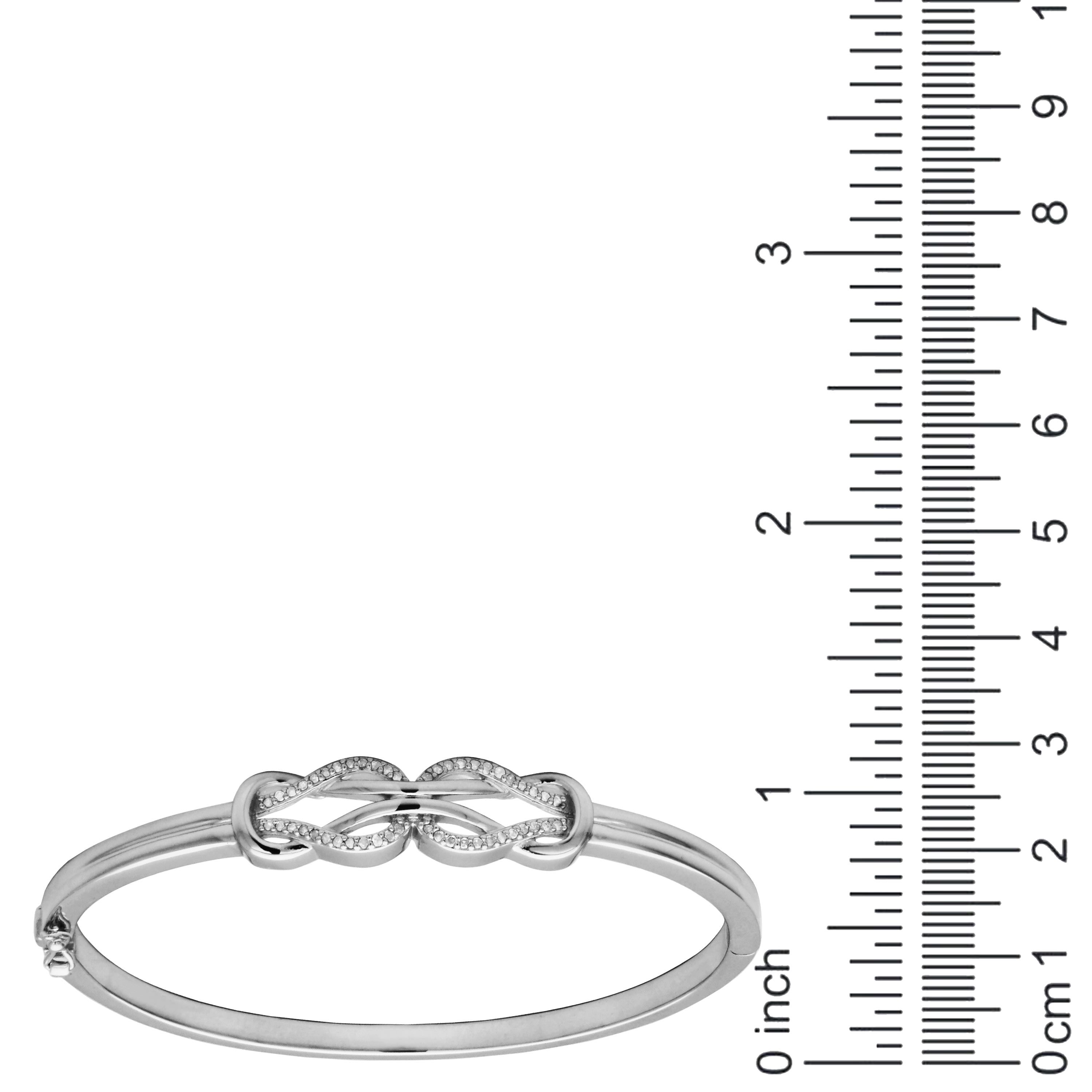 1/4 cttw Diamond Double Knot Bangle Bracelet in Rhodium Plated Sterling Silver