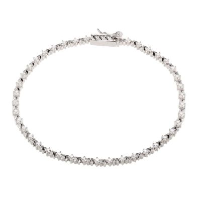 LuxLab 1 CT TW Lab Grown Diamond Tennis Bracelet in Rhodium Plated Sterling Silver, White