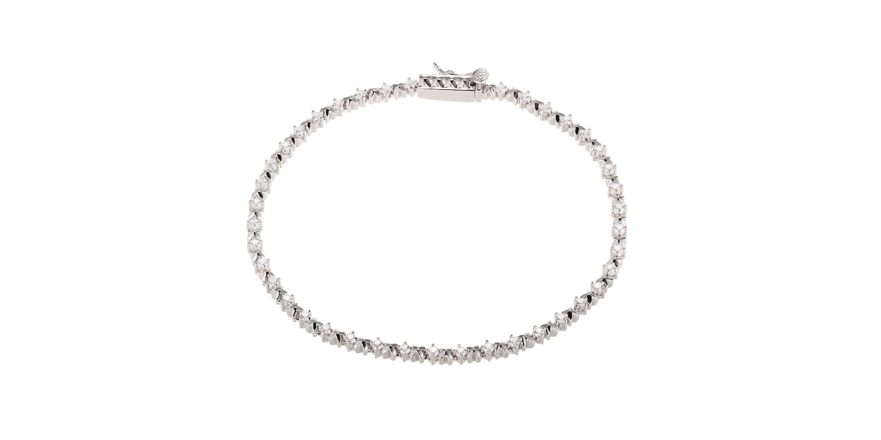 1 CT TW Lab Grown Diamond Tennis Bracelet in Rhodium Plated Sterling Silver