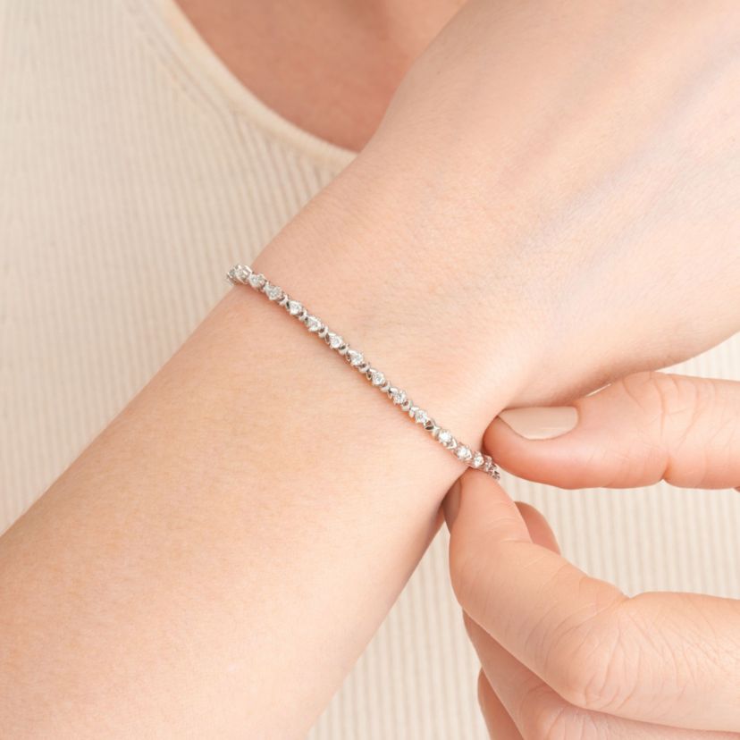 1 CT TW Lab Grown Diamond Tennis Bracelet in Rhodium Plated Sterling Silver