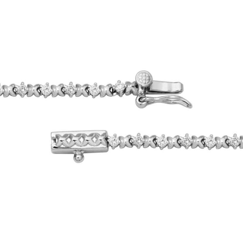 1 CT TW Lab Grown Diamond Tennis Bracelet in Rhodium Plated Sterling Silver