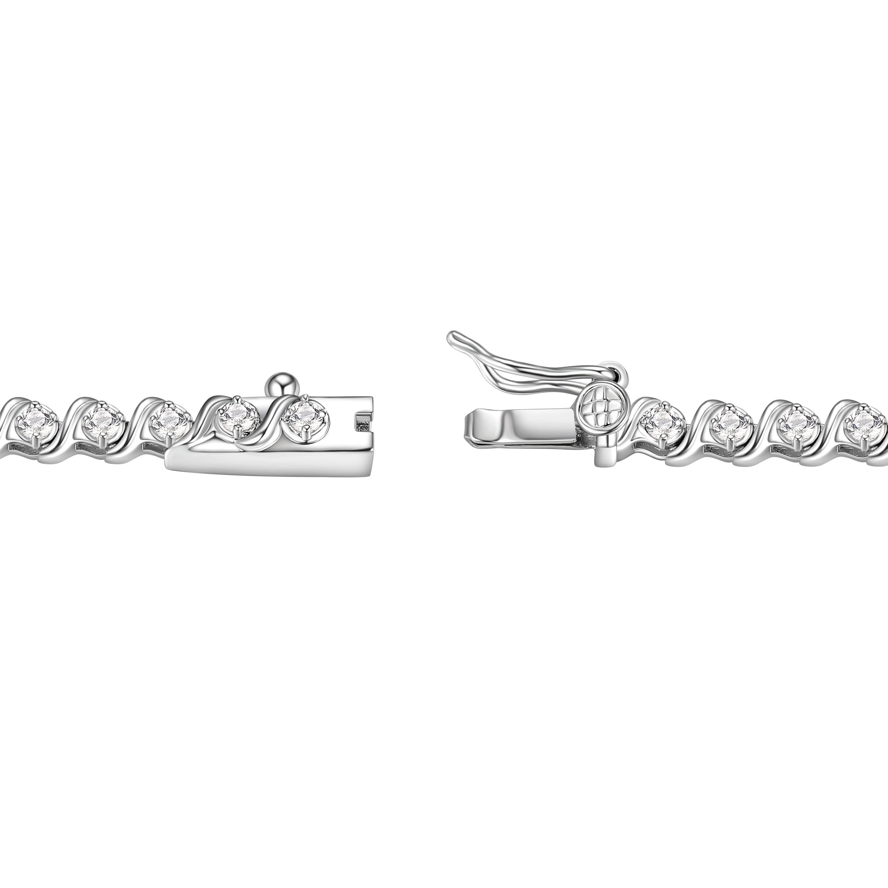 Lab Created 1 CT TW Lab Grown Diamond Tennis Bracelet in Rhodium Plated Sterling Silver
