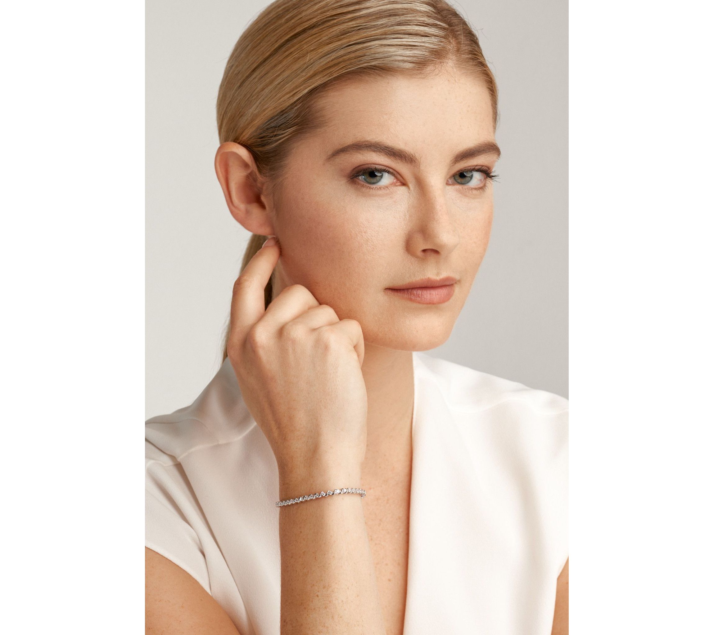 Lab Created 1 CT TW Lab Grown Diamond Tennis Bracelet in Rhodium Plated Sterling Silver