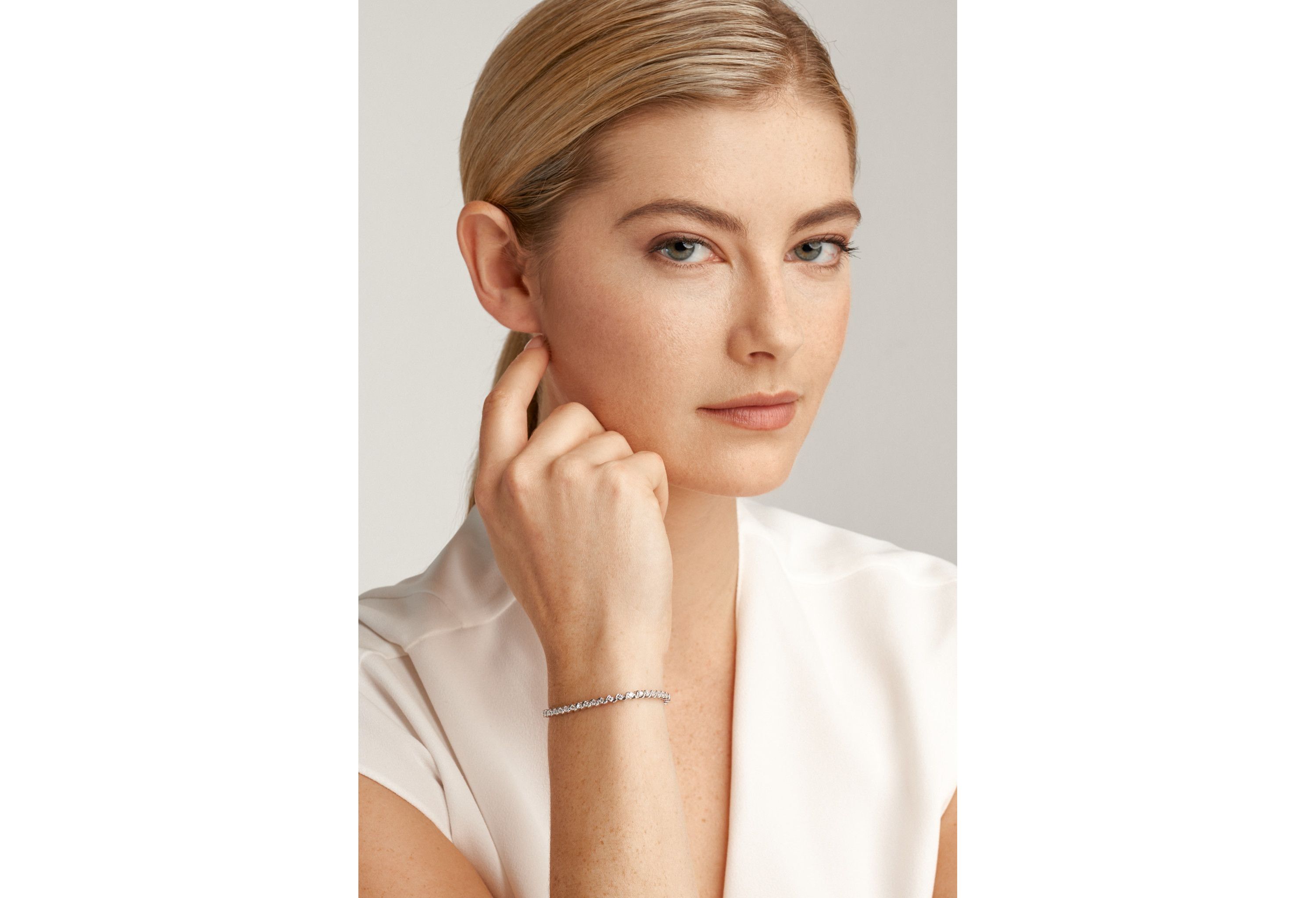 Lab Created 1 CT TW Lab Grown Diamond Tennis Bracelet in Rhodium Plated Sterling Silver
