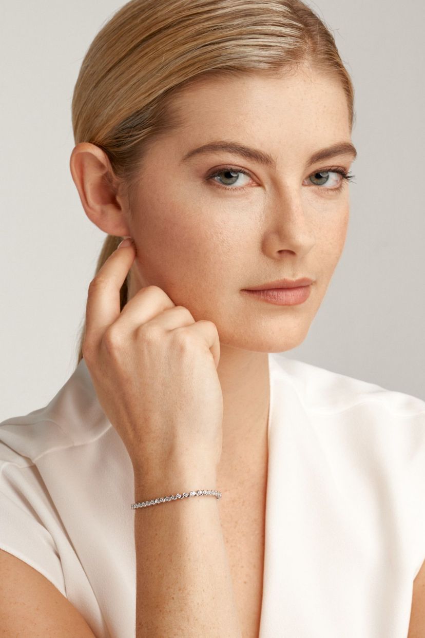 Lab Created 1 CT TW Lab Grown Diamond Tennis Bracelet in Rhodium Plated Sterling Silver