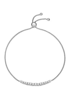 Paj Lab Created Platinum Over Sterling Silver Bolo Bracelet Featuring 1/2 Ct Tw Lab Grown Diamond