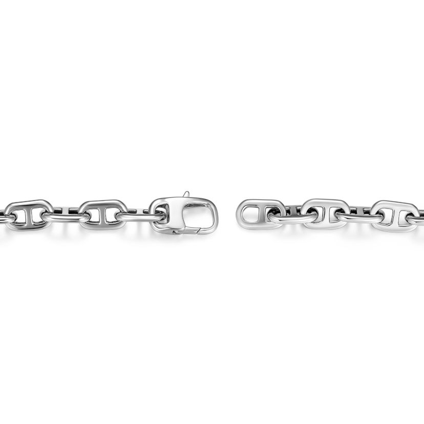 Mens Genuine Black Spinel Bracelet in Rhodium Plated Sterling Silver