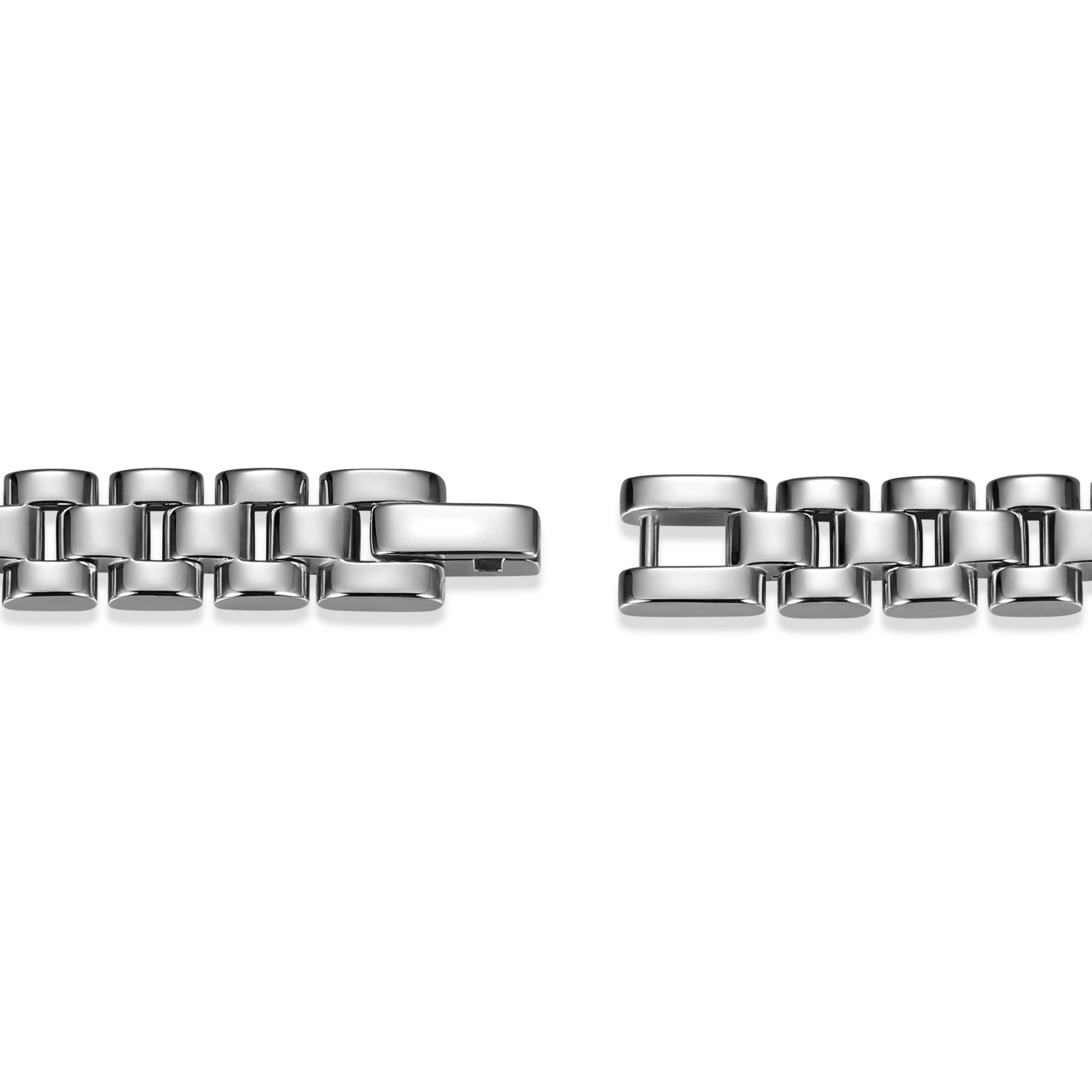 Mens Genuine Black Onyx Bracelet in Rhodium Plated Sterling Silver