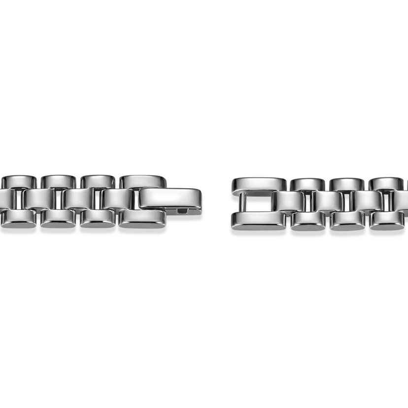Mens Genuine Black Onyx Bracelet in Rhodium Plated Sterling Silver