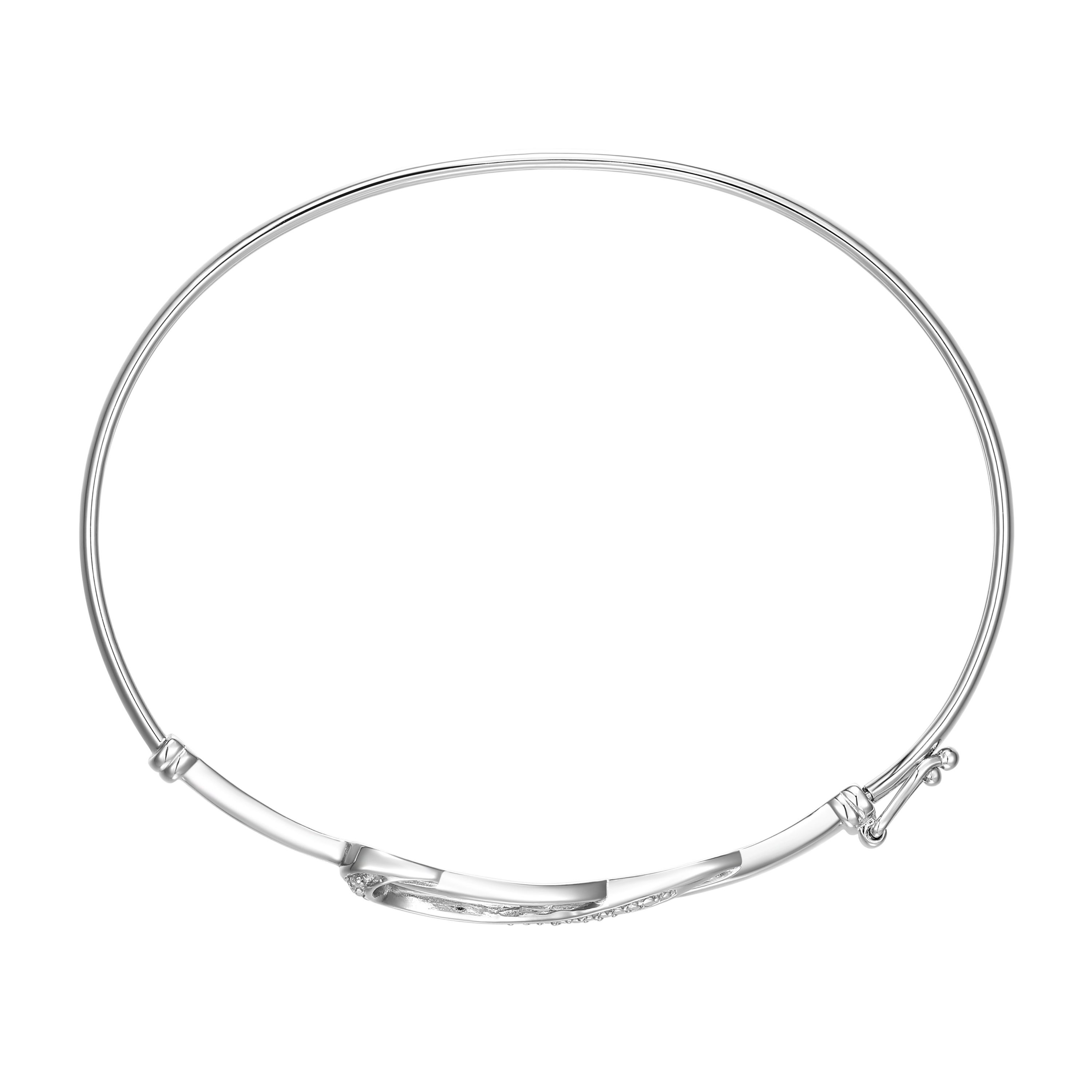 Diamond Accent Infinity Swirl Bangle Bracelet in Rhodium Plated Sterling Silver