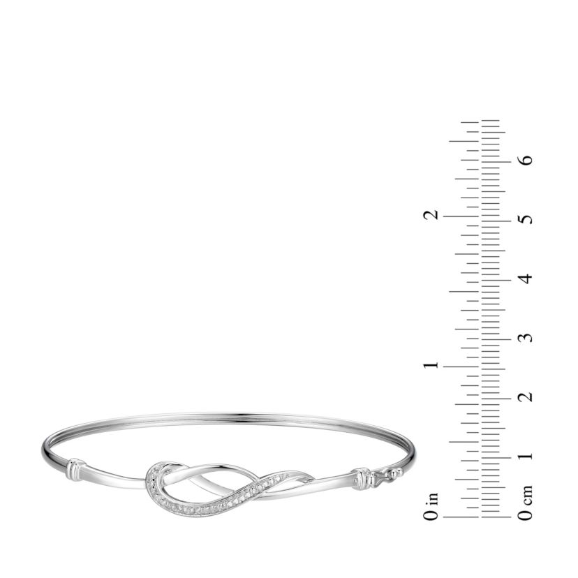 Diamond Accent Infinity Swirl Bangle Bracelet in Rhodium Plated Sterling Silver