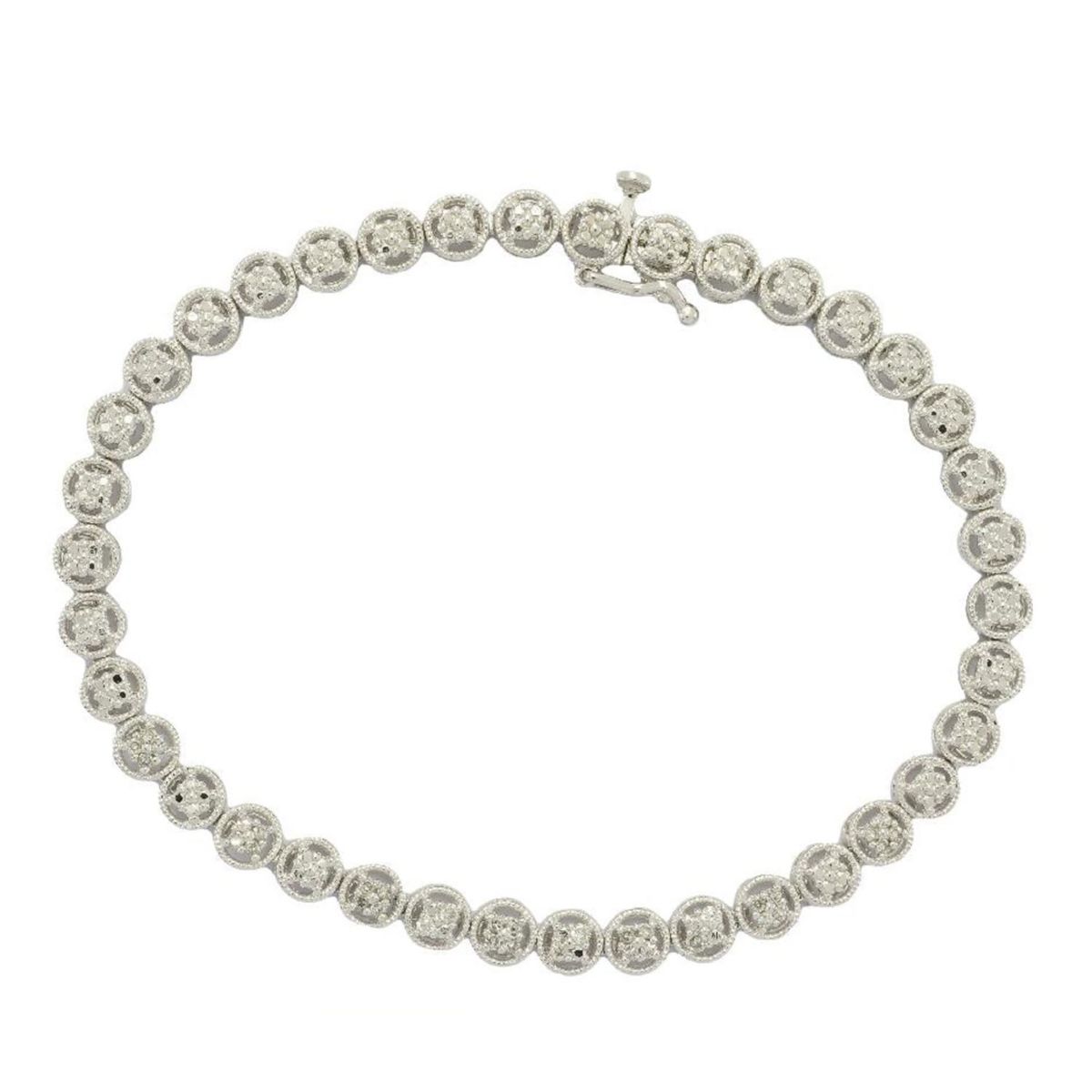 1/10 cttw Diamond Open Link Tennis Bracelet in Rhodium Plated Sterling Silver