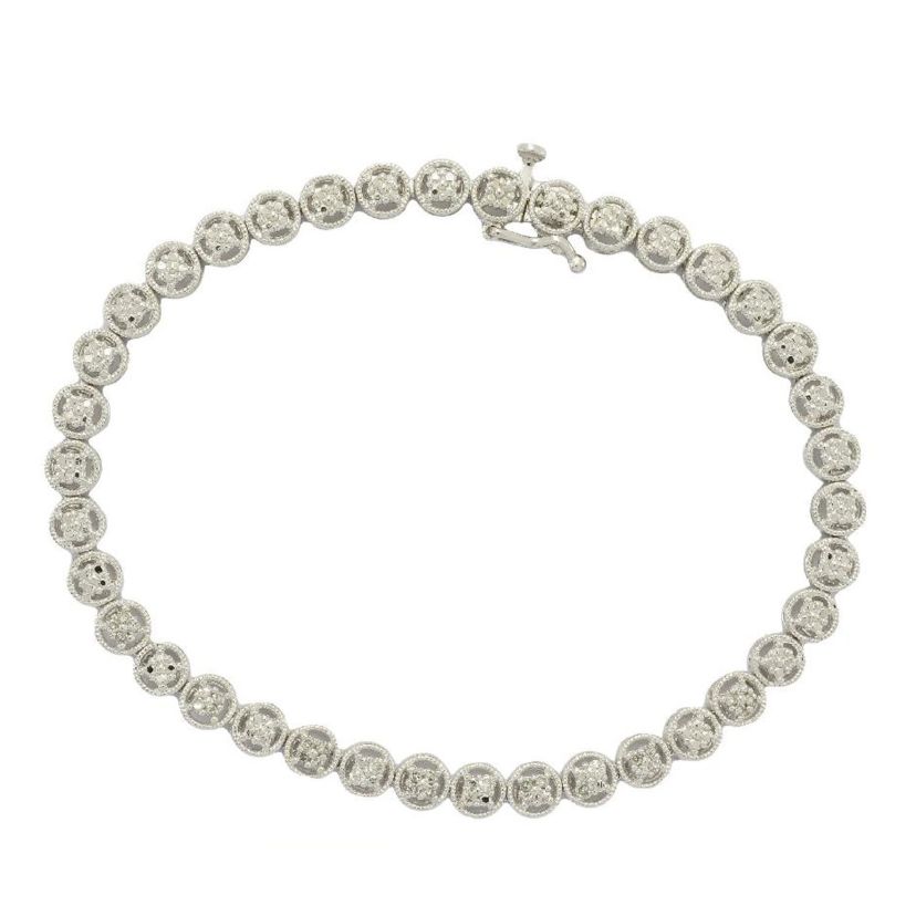 1/10 cttw Diamond Open Link Tennis Bracelet in Rhodium Plated Sterling Silver