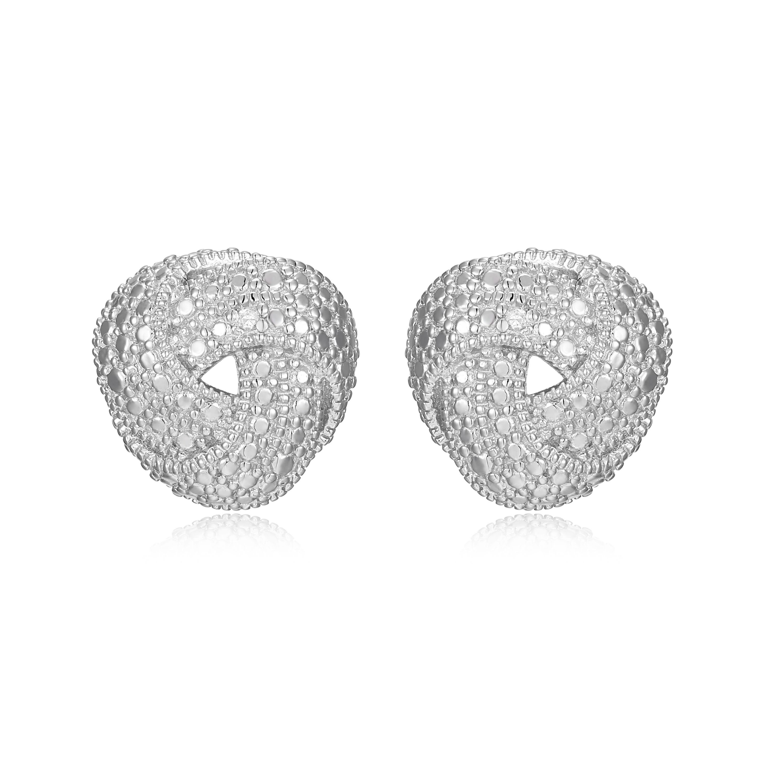 Diamond Accent Love Knot Swirl Stud Earrings in Rhodium Plated Sterling Silver