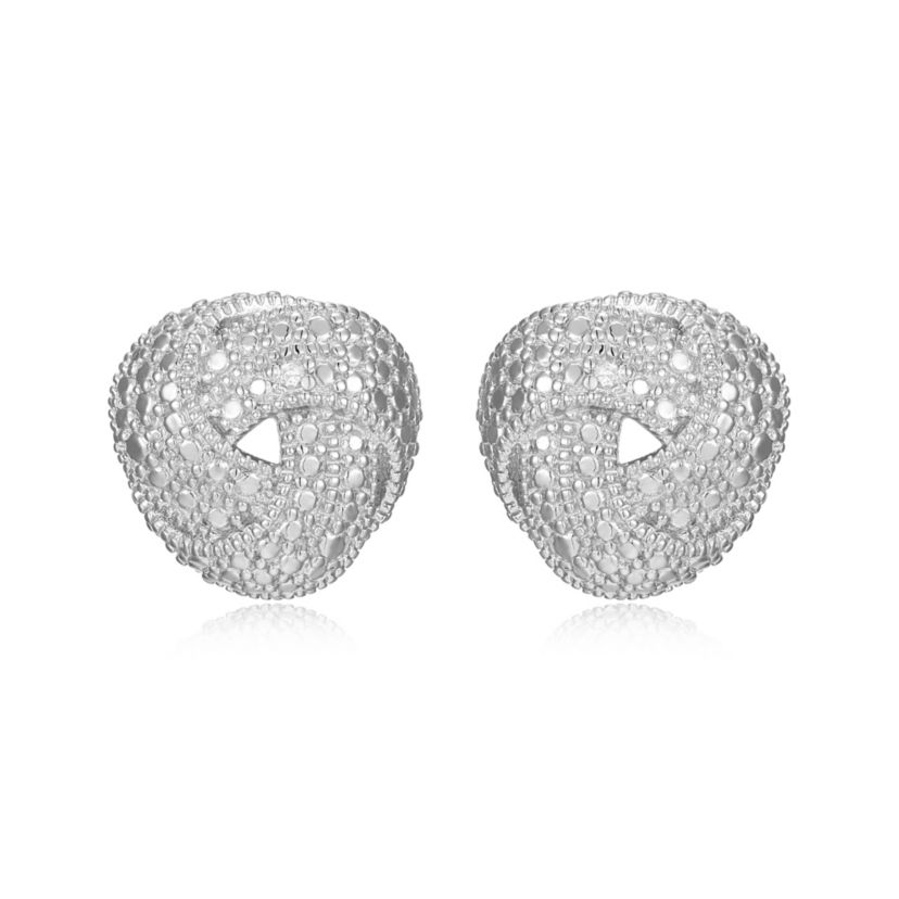 Diamond Accent Love Knot Swirl Stud Earrings in Rhodium Plated Sterling Silver