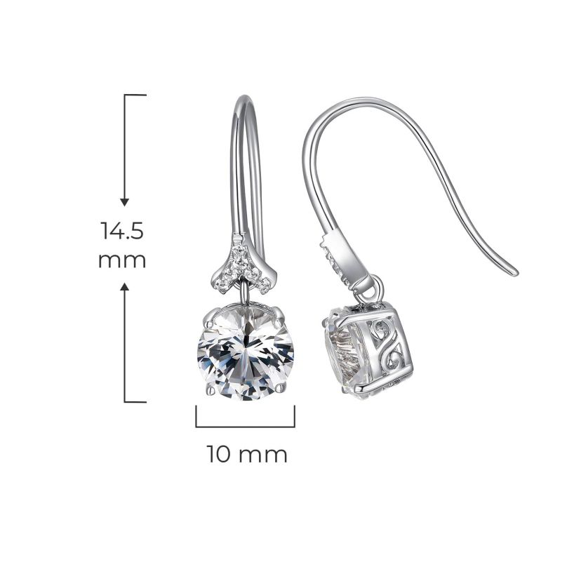 Rhodium Plated Sterling Silver Moissanite Fishhook Earrings