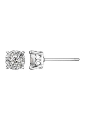 Paj Lab Created Platinum Over Sterling Silver Stud Earring Featuring 1/2 Ct Tw Lab Grown Diamond