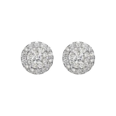 LuxLab Lab Created 1/2 CT TW Lab Grown Diamond Stud Earrings in Rhodium Plated Sterling Silver, White