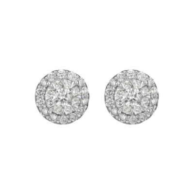 Paj Lab Created 1/2 Ct Tw Lab Grown Diamond Stud Earrings In Platinum Over Sterling Silver