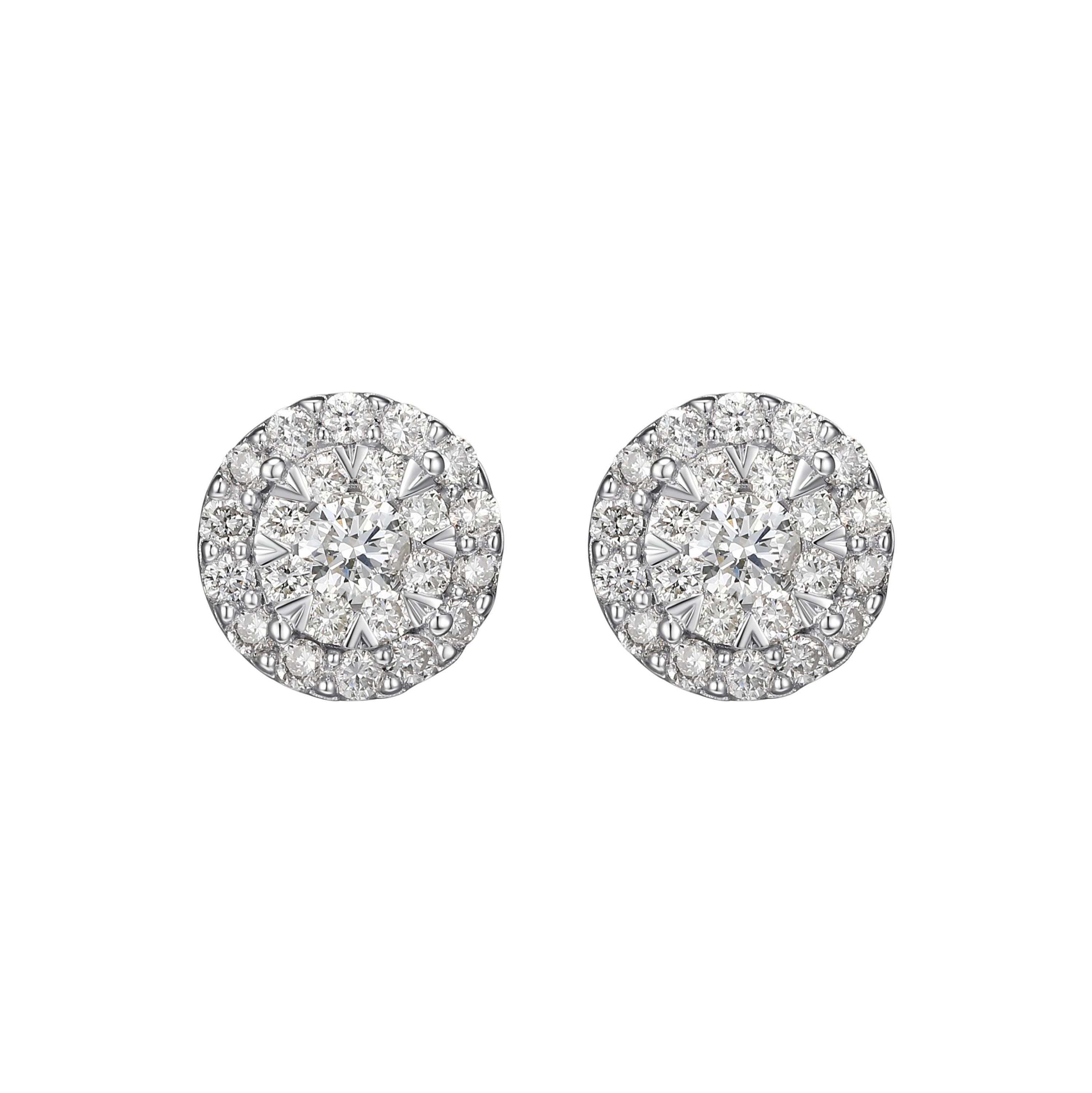 1/2 CT TW Lab Grown Diamond Stud Earrings in Rhodium Plated Sterling Silver