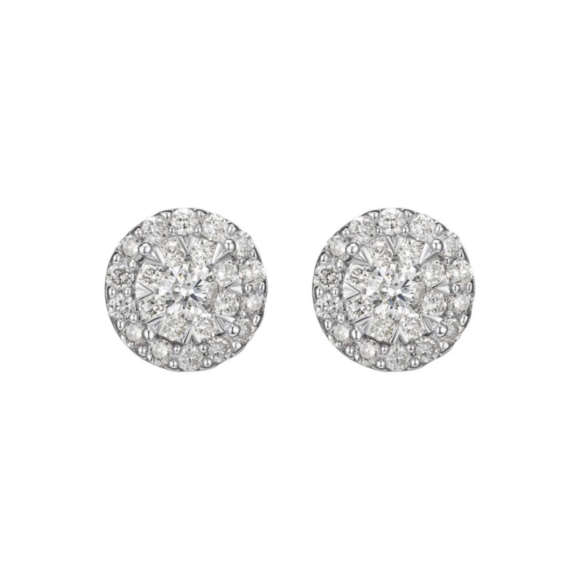 1/2 CT TW Lab Grown Diamond Stud Earrings in Rhodium Plated Sterling Silver
