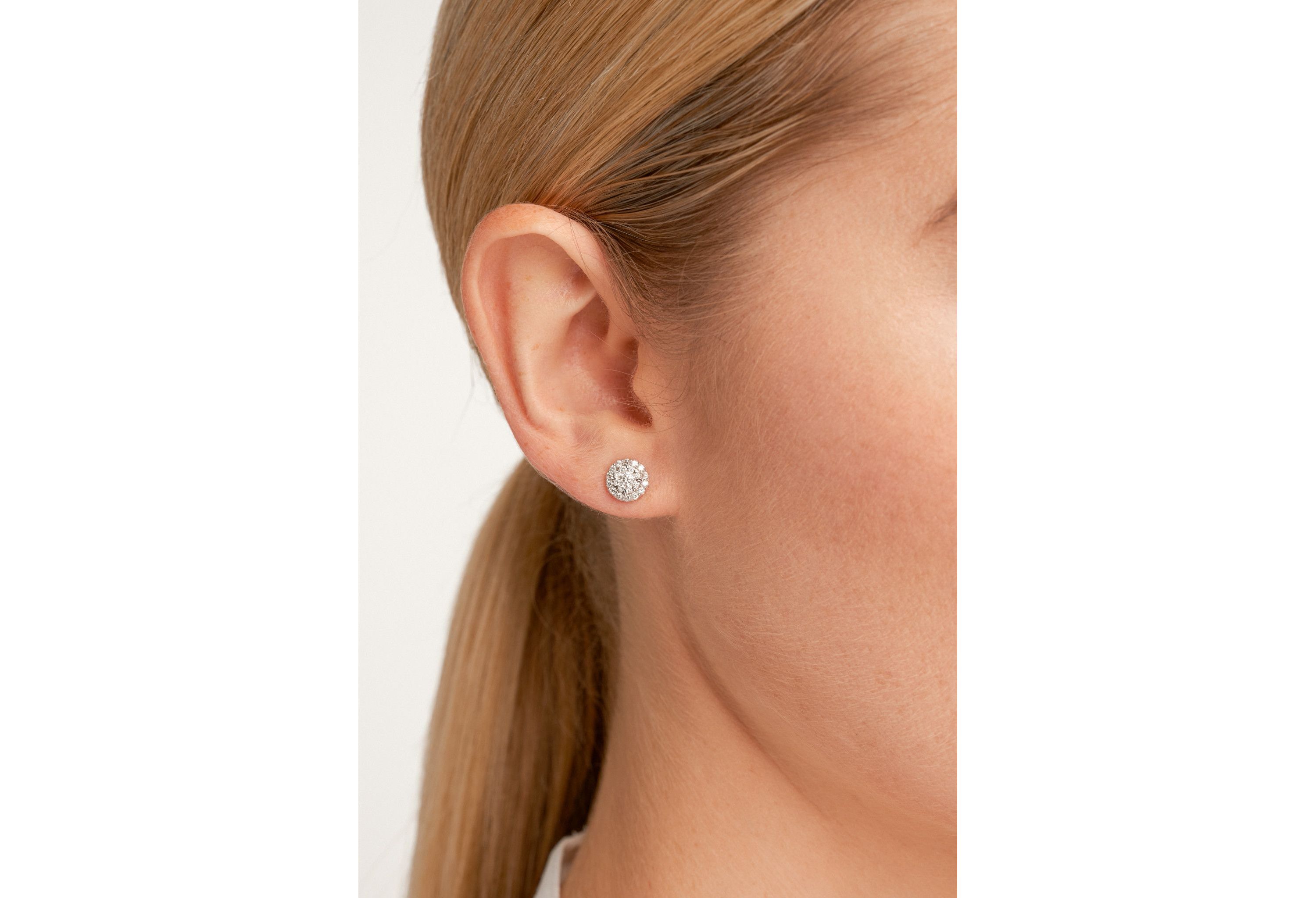 1/2 CT TW Lab Grown Diamond Stud Earrings in Rhodium Plated Sterling Silver
