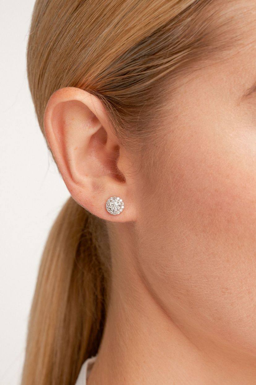1/2 CT TW Lab Grown Diamond Stud Earrings in Rhodium Plated Sterling Silver