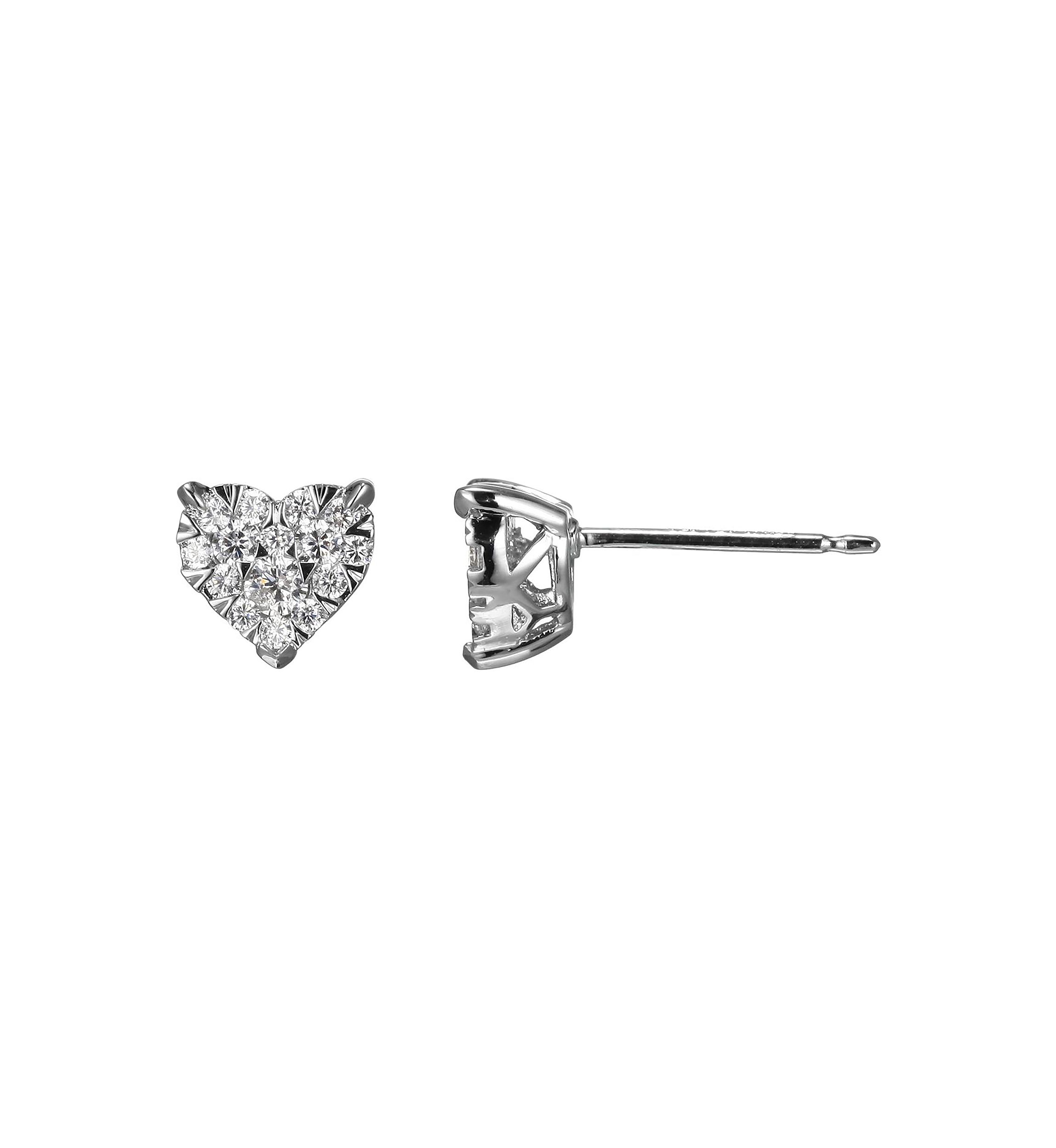 Lab Created 3/8 CT TW Lab Grown Diamond Heart Earrings in Platinum Over Sterling Silver