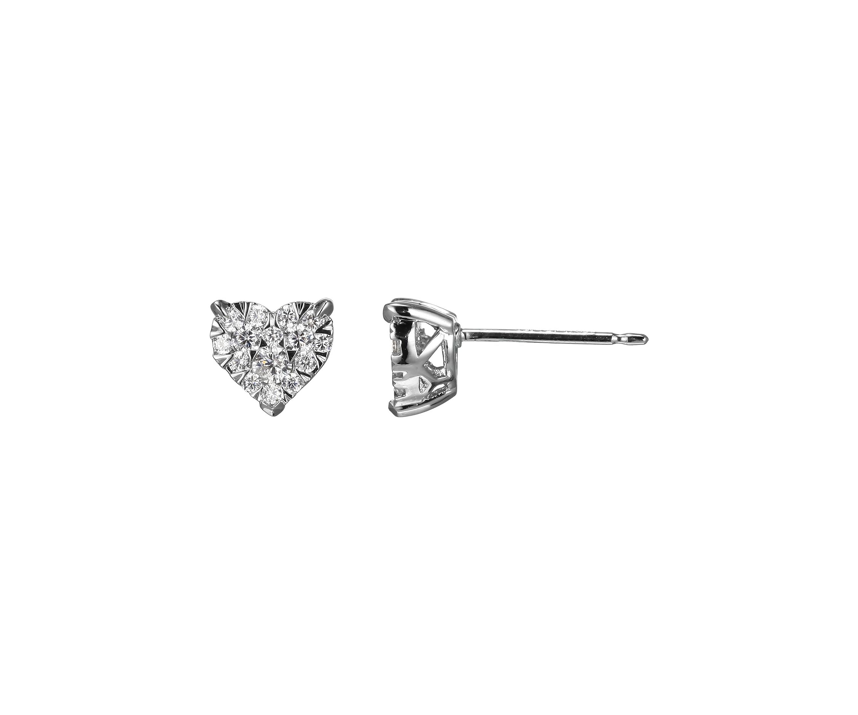 Lab Created 3/8 CT TW Lab Grown Diamond Heart Earrings in Platinum Over Sterling Silver