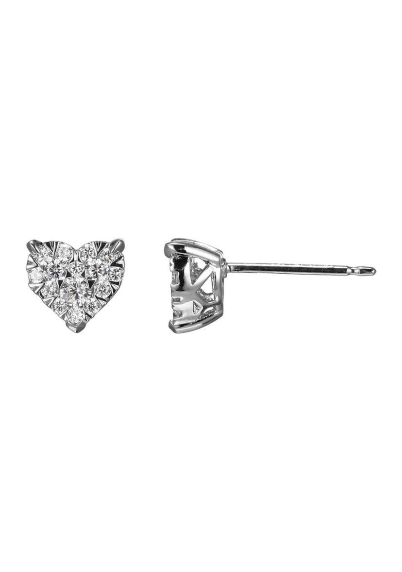 Lab Created 3/8 CT TW Lab Grown Diamond Heart Earrings in Platinum Over Sterling Silver