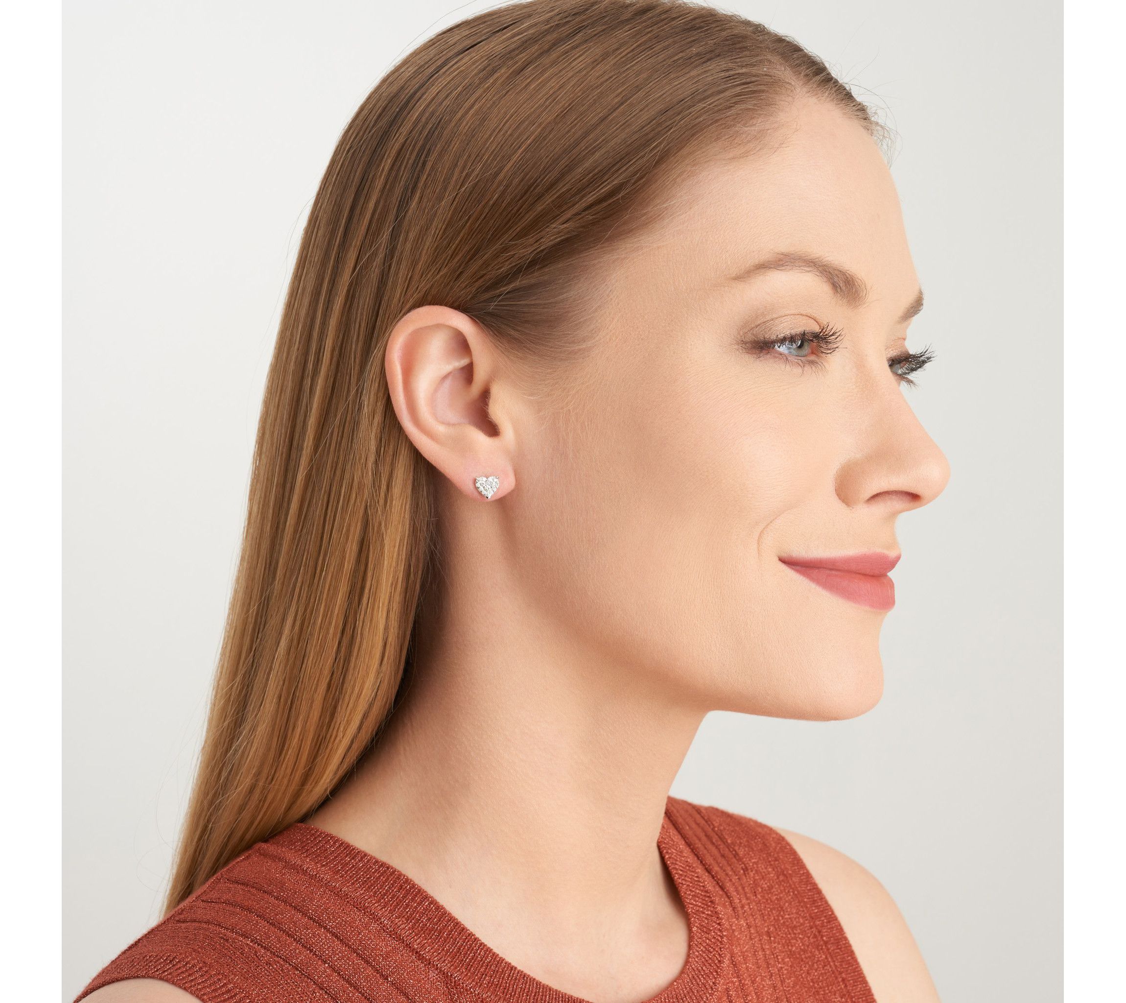 Lab Created 3/8 CT TW Lab Grown Diamond Heart Earrings in Platinum Over Sterling Silver