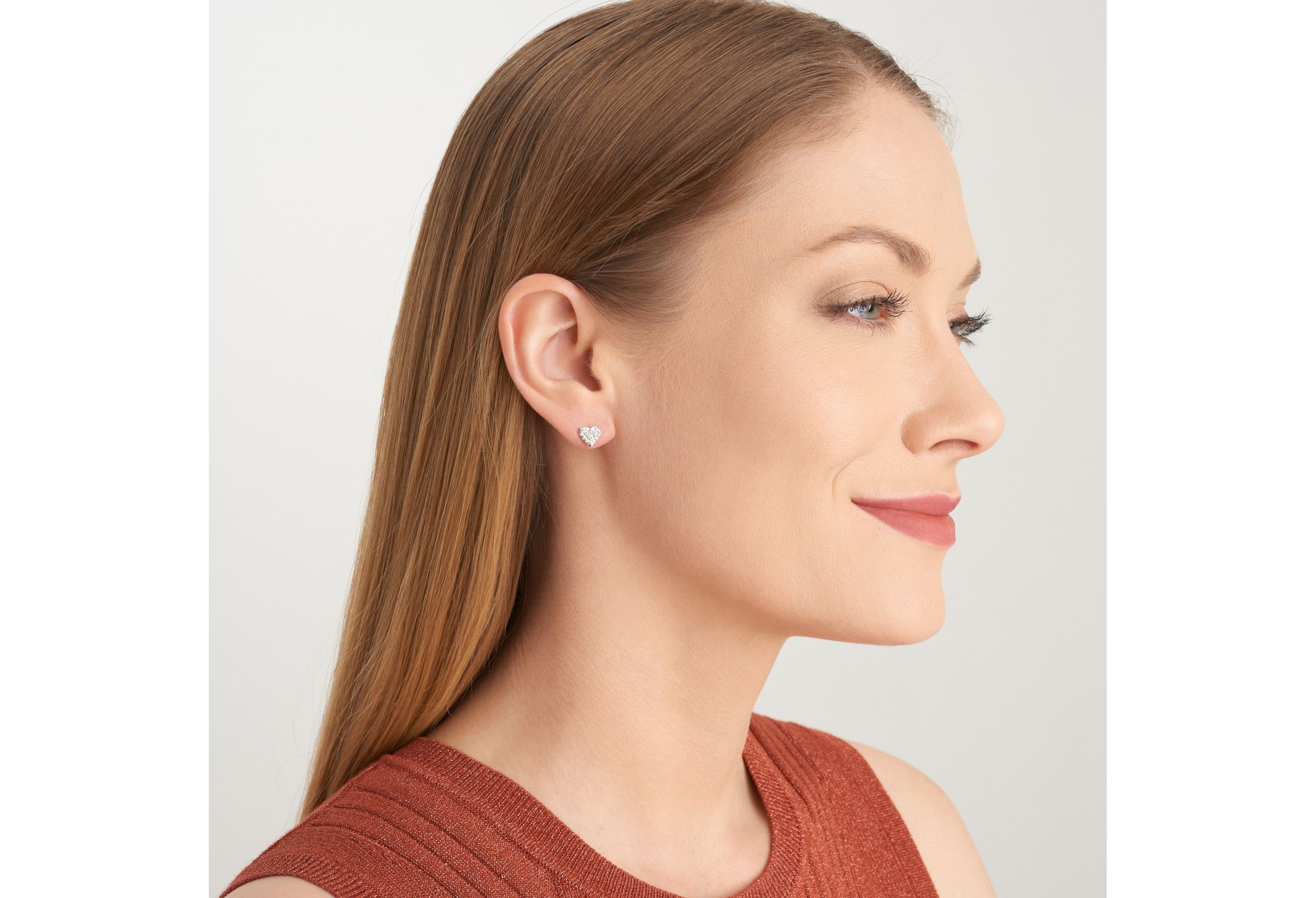 Lab Created 3/8 CT TW Lab Grown Diamond Heart Earrings in Platinum Over Sterling Silver