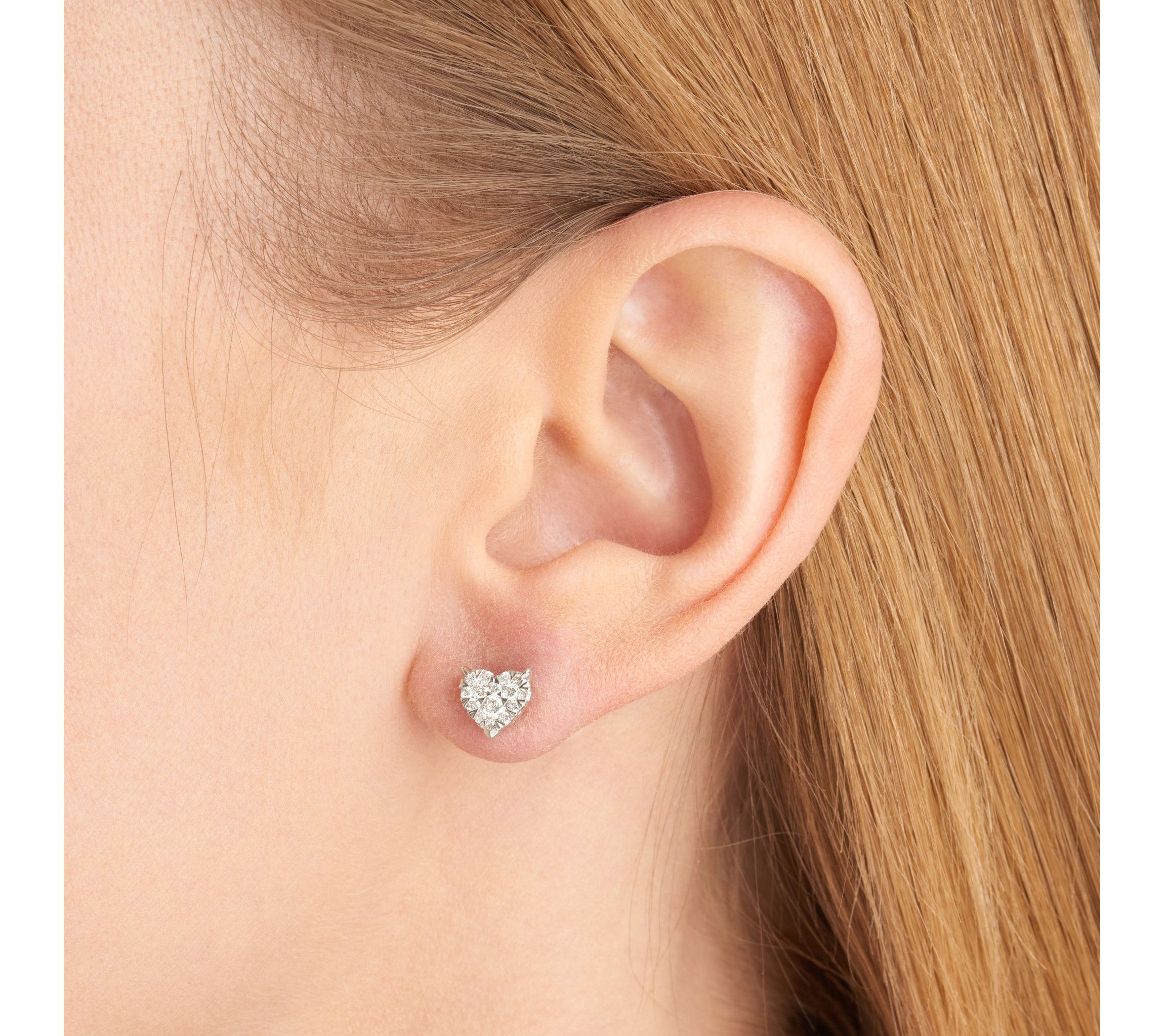 Lab Created 3/8 CT TW Lab Grown Diamond Heart Earrings in Platinum Over Sterling Silver
