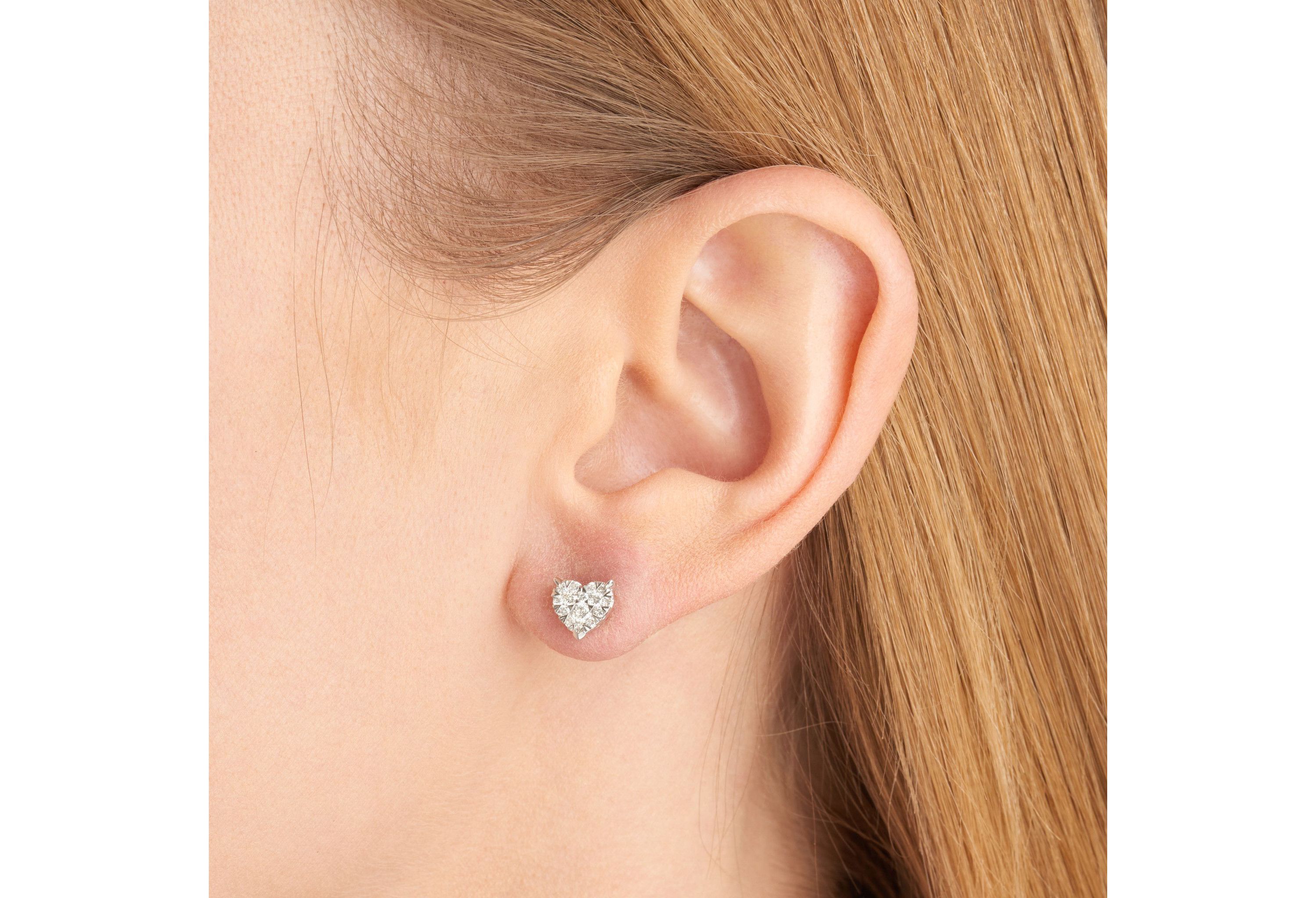Lab Created 3/8 CT TW Lab Grown Diamond Heart Earrings in Platinum Over Sterling Silver