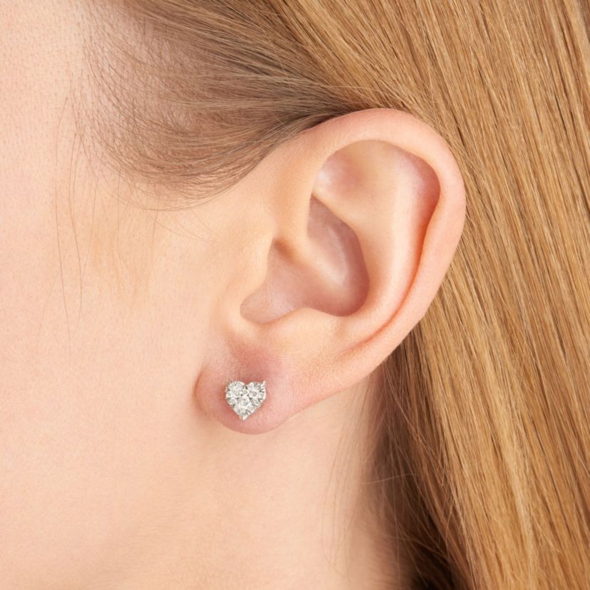 Lab Created 3/8 CT TW Lab Grown Diamond Heart Earrings in Platinum Over Sterling Silver