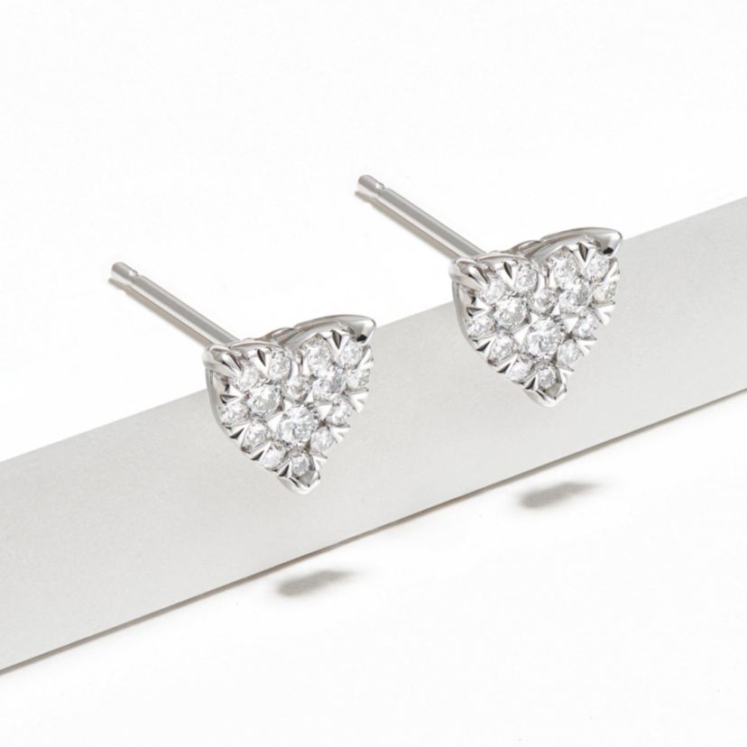 Lab Created 3/8 CT TW Lab Grown Diamond Heart Earrings in Platinum Over Sterling Silver