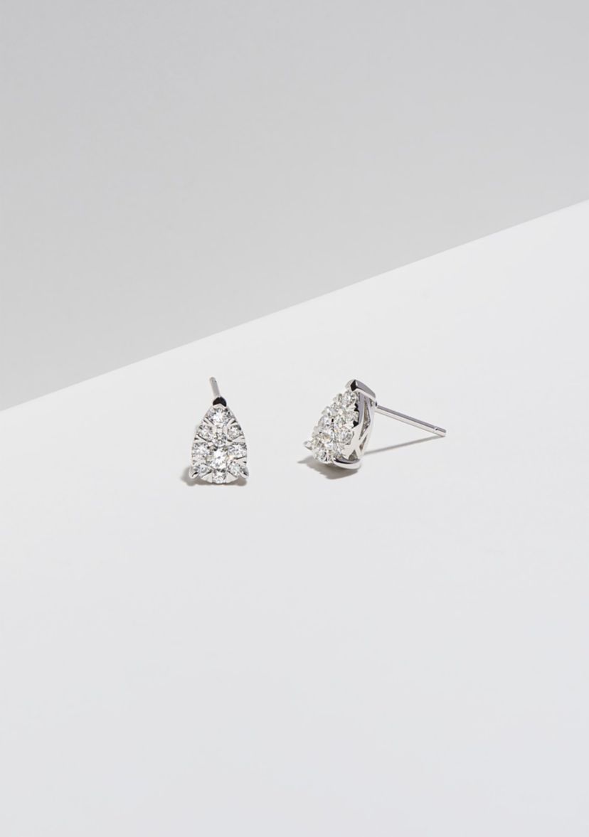 Lab Created Platinum Over Sterling Silver Pear Shape Earring Featuring 1/2 CT TW Lab Grown Diamond